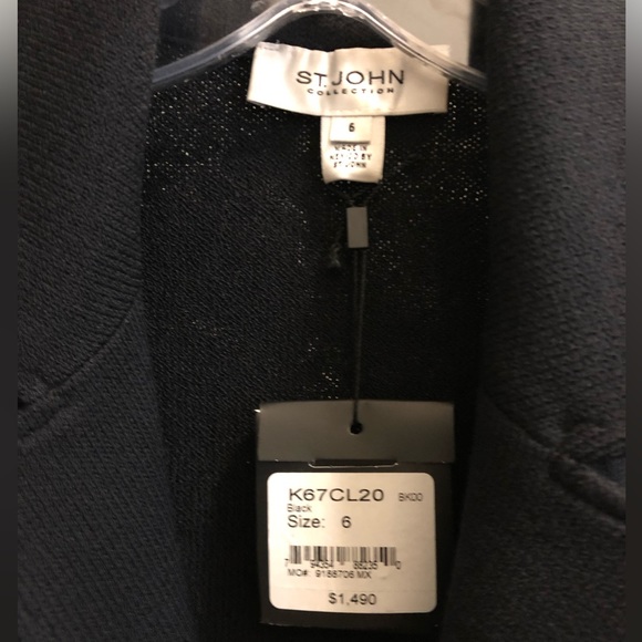 Sold St. John Collection Black Santana Knit Jacket with Signature Pearl Buttons - Picture 8 of 10
